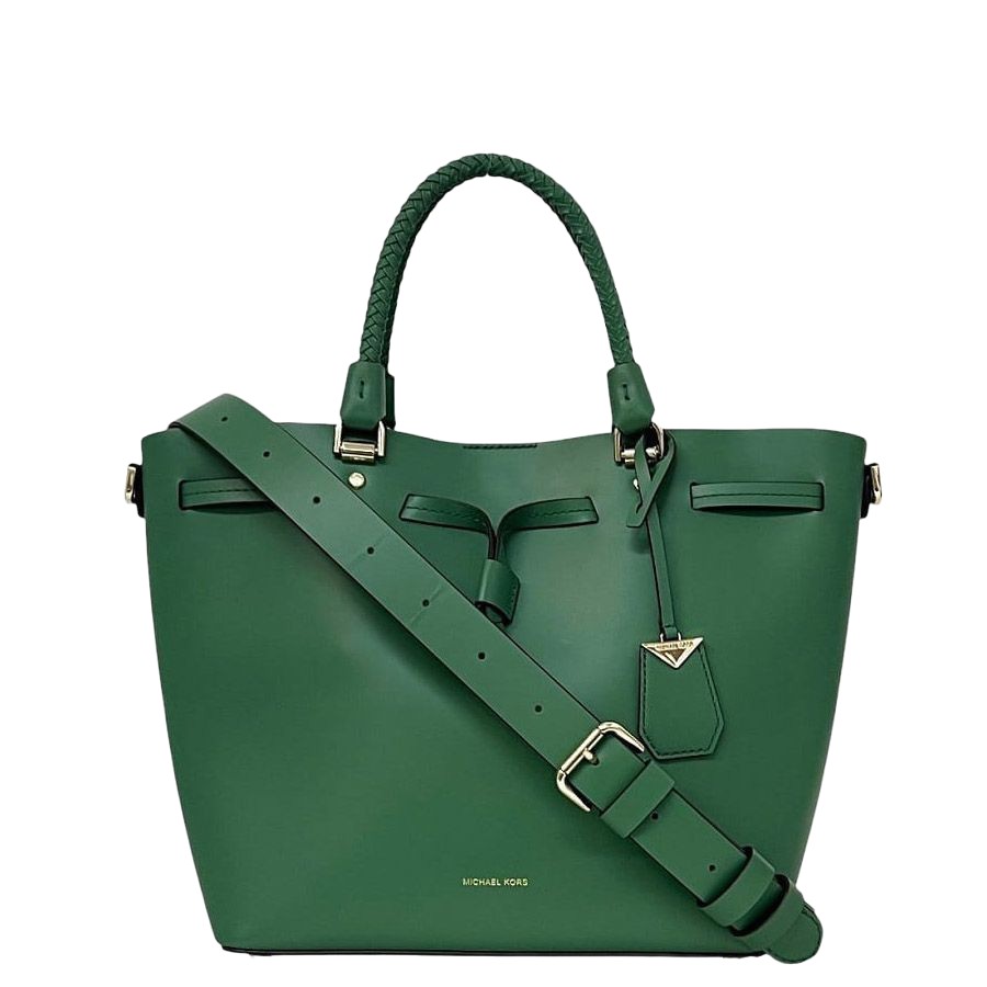 Michael Kors Blakely Green Leather 2-Way Tote Crossbody Bag 