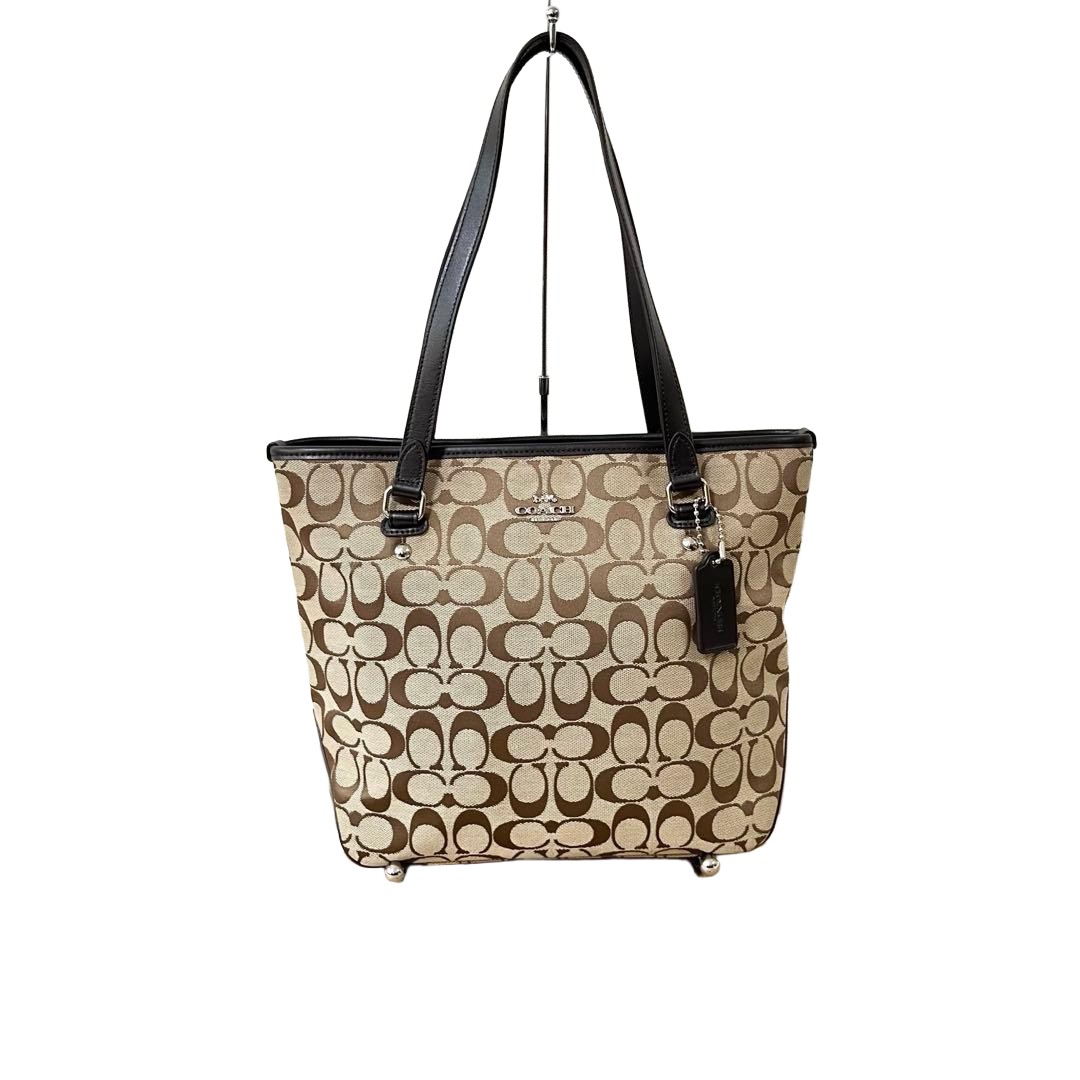 COACH Signature Canvas Leather Brown Tote Bag Authentic Near | eBay